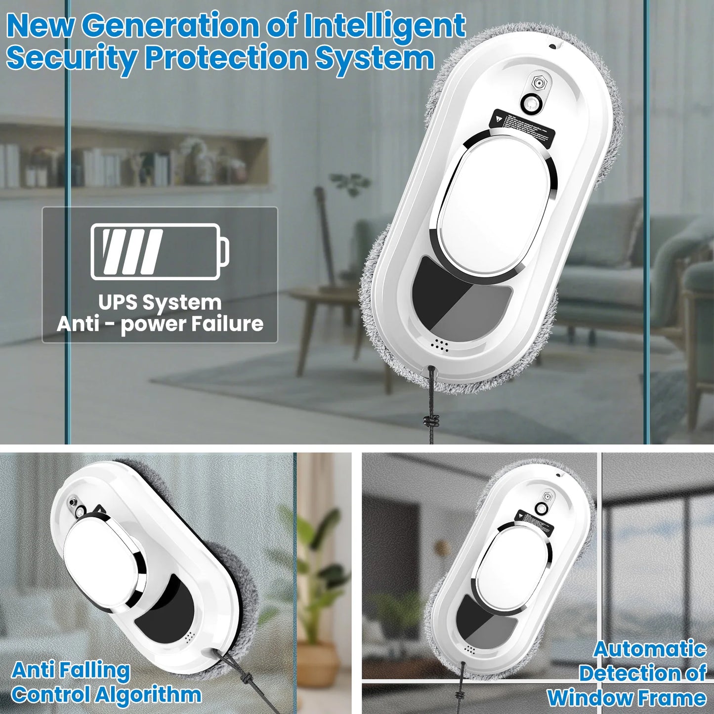 5600PA Automatic Window Cleaning Robot Smart Electric Glass Cleaner Robot Home Intelligent Auto Window Washer Cleaning Machine With Remote Control for Indoor Outdoor Window