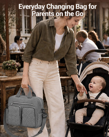 KONO Baby Diaper Bag, stylish and versatile for moms and dads, travel bag with insulated pockets for bottles and snacks