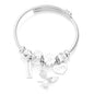New Trendy Rhinestones Dragonfly Crystal Beaded Pendant Bracelet Stainless Steel 4 Colors Closure Bangles Women Bracelet Jewelry