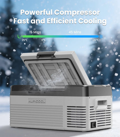 Alpicool CL15 15L Car Refrigerator 12V Compressor Fridge Mini Freezer 12/24V DC 100-240V AC Portable Cooler for Camping Travel