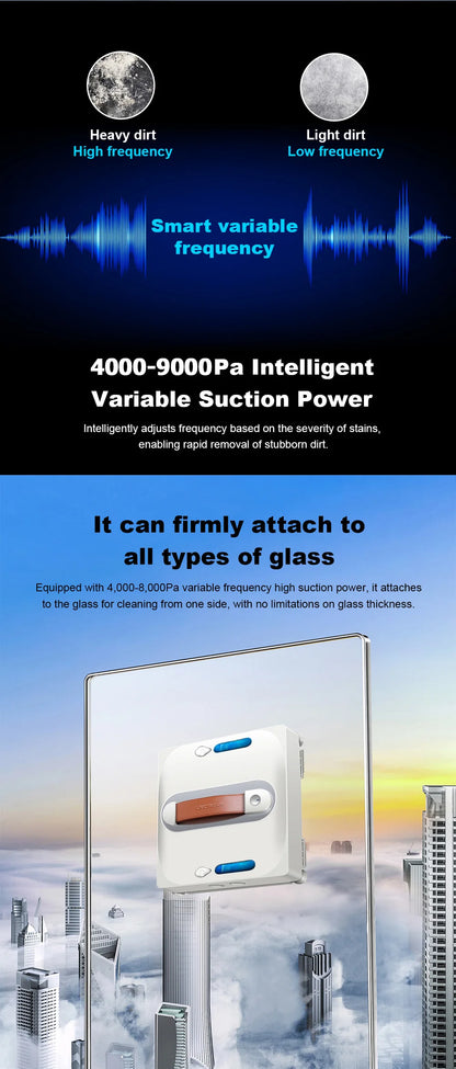 Robot Window Cleaner Liectroux S11,9000Pa Strong Suction, 4-Way Water Spray, Floating Scraping Tech, Smart Memory,APP Control