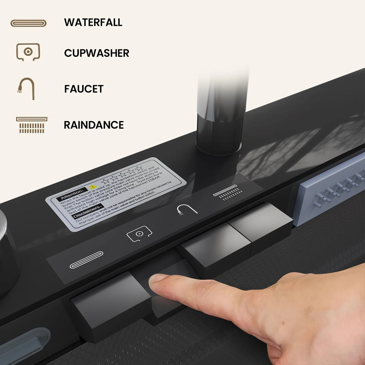 OWJHE304 Stainless Steel Kitchen Sink with Digital Display Waterfall Faucet Multifunctional 75*45cm Large Single Slot Whale Sink