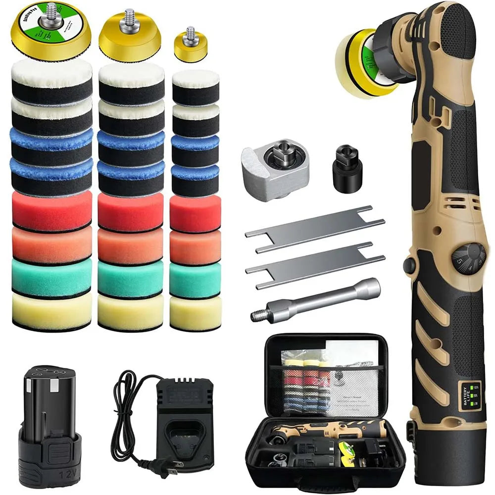Cordless Mini Polisher,1/1.5/2Inch,DA&RO with Adjustment Speed, 2 Rechargeable Batteries,Car Detailing Micro Polisher