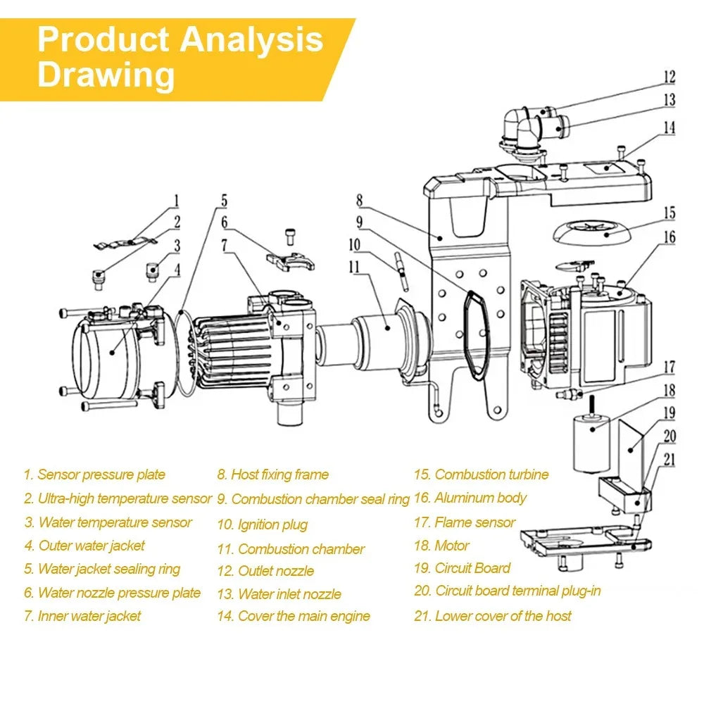 12V 6KW Diesel Heater One/Two-Way Remote Control LCD Switch Parking Heater Brushless Water Pump Diesel Heating for Car Van Trucks Engine Preheating