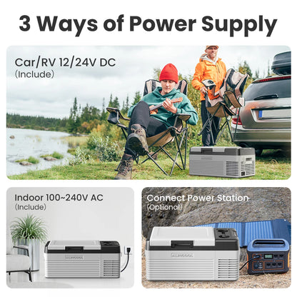 Alpicool CL15 15L Car Refrigerator 12V Compressor Fridge Mini Freezer 12/24V DC 100-240V AC Portable Cooler for Camping Travel