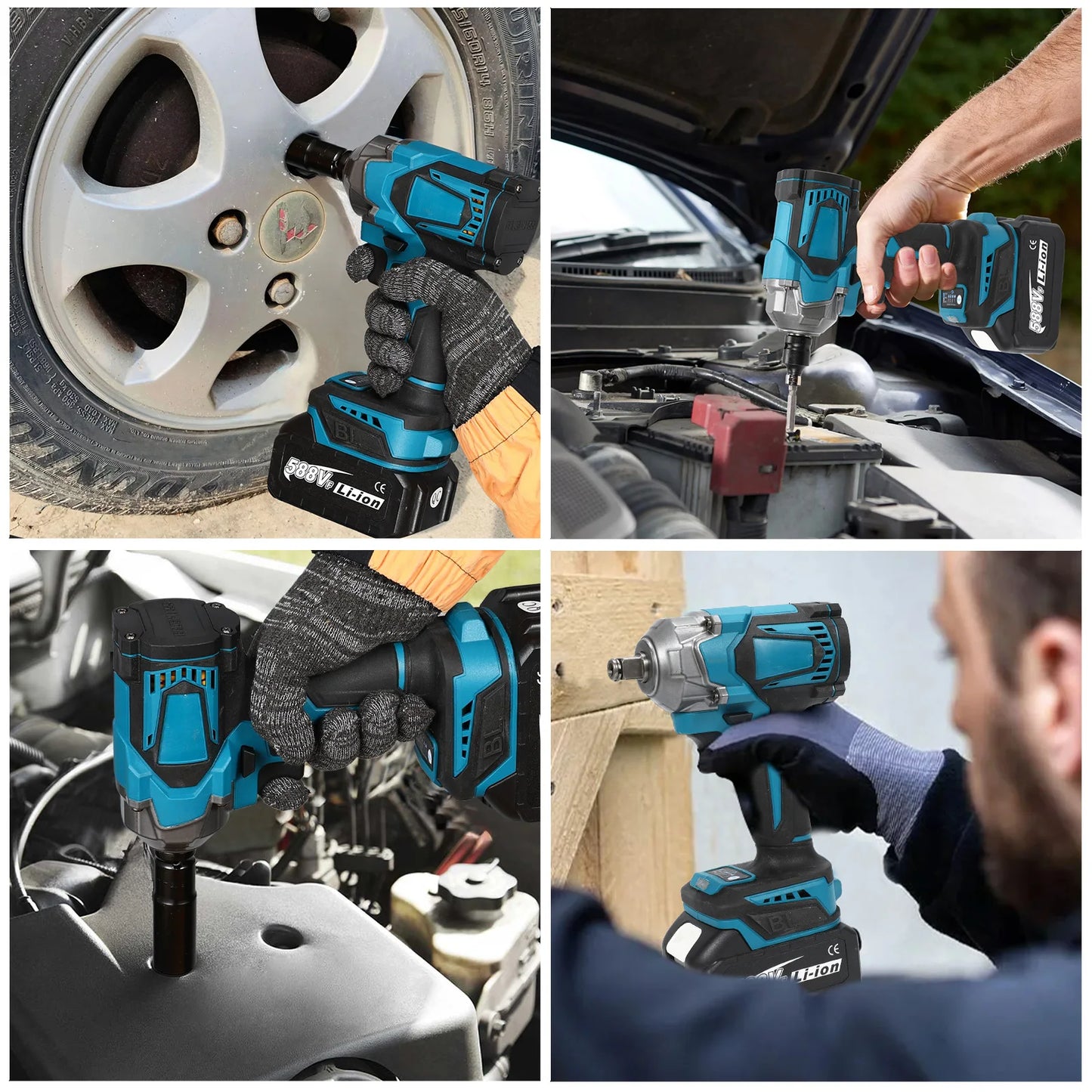 520N. m/1200N.M Cordless Electric Impact French Brushless Hand Electric Driver Electric Tool for Makita 18V Battery