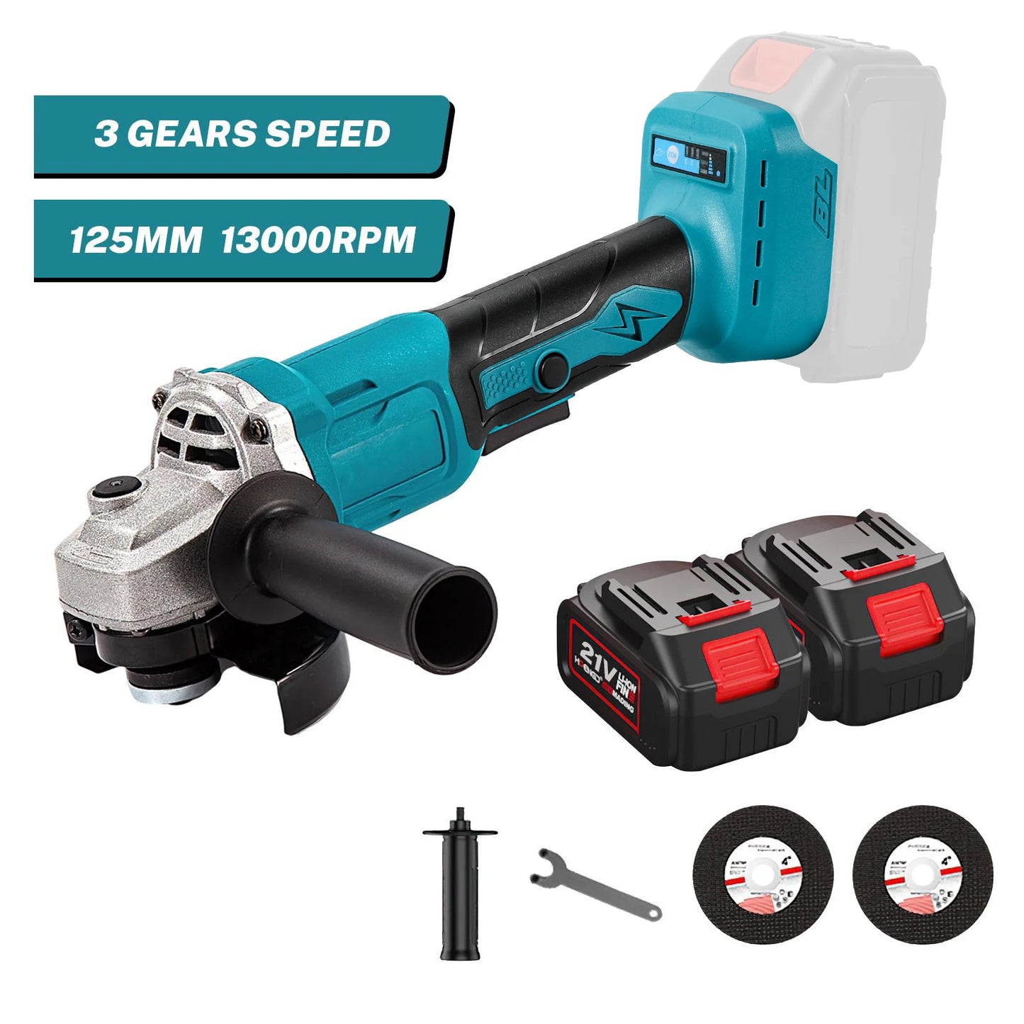 1000W 125MM Brushless Electric Angle Grinder 3 Speeds Grinder Cutting Machine Woodworking Power Tool For Makita 18V Battery