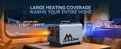 MUDIRO M-5S EVO-H Diesel Air Heater, CO Protection,Custom Alarm & Auto Shutoff, Whisper-Quiet, ±2°F Precision Temp, 5500m Auto-Adaptive Altitude,Smart LCD Bluetooth & Remote, Auto Start/Stop, for Car/Truck/RV/Boat/Tent/Bus/