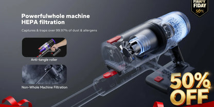 Blossom DSV112A Cordless Vacuum Cleaner 50000Pa 550W,180° Foldable Tube Touchscreen Stick Vacuum,55 Mins Runtime Anti-Tangle Roller Brush HEPA Filtration LED Light Wireless Vacuum for Pet Hair Hard Floor Carpet