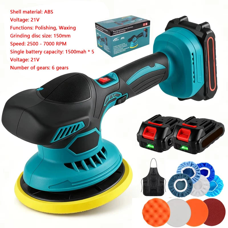 Brushelss Car Polisher 6 Gears Cordless Electric Polishing Machine Metal Waxing Wood Grinding For Maktita 18v Battery Pin