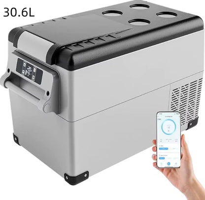 Car cooling box with compressor, 18/20/30.6/35/45/49.4L, with app, portable refrigerator 12V 24V 230V, camping refrigerator down to -20°C for cars and trucks