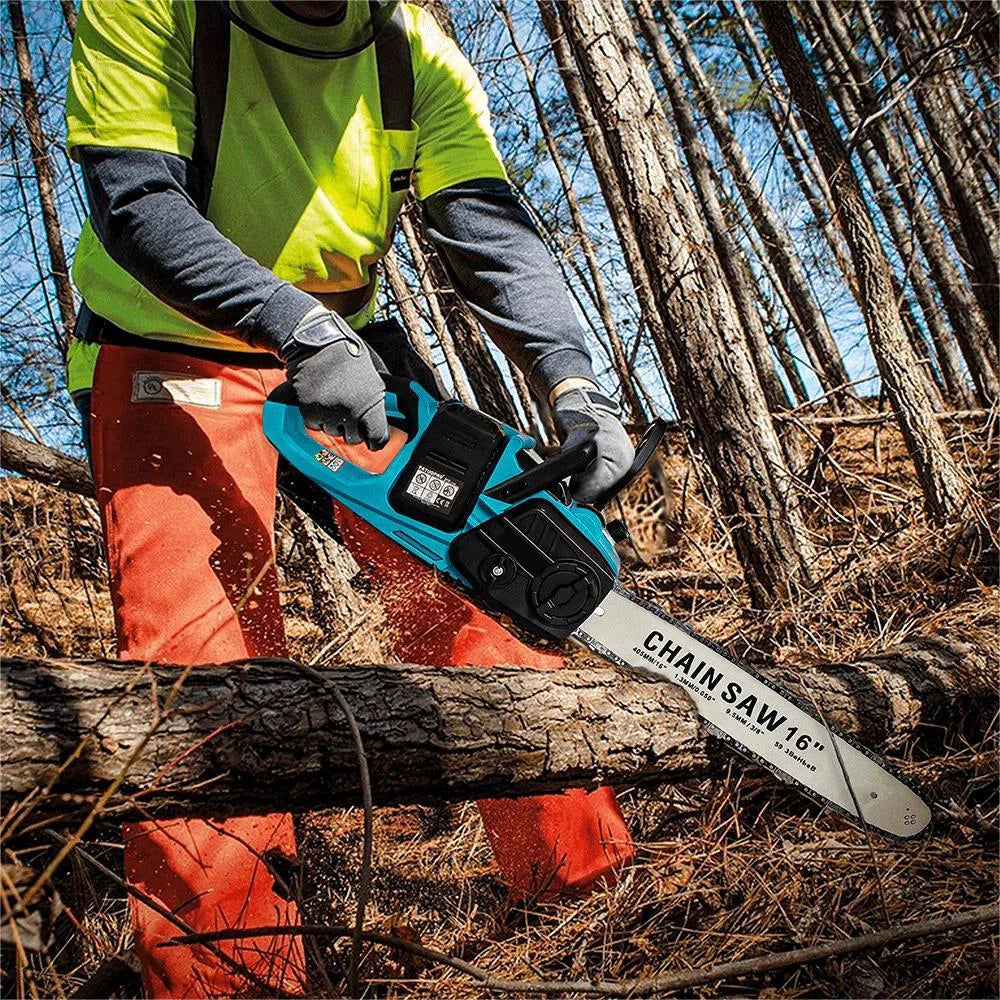 3500W Brushless 16" Cordless Chainsaw, Handheld Wood Cutting Garden Saw Compatible with Makita 18V Lithium Batteries, Dual 21V Battery Powered Electric Logging Pruner with Auto Oiler