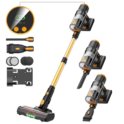 Blossom DSV112A 550W Cordless Vacuum Cleaner, 45000Pa Powerful Suction, 55 Mins Runtime, Touchscreen Stick Vacuum for Pet Hair & Carpet