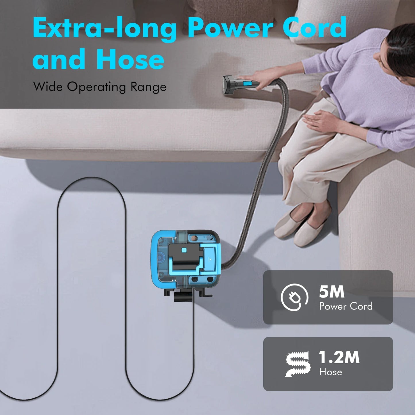 25KPA Washing Vacuum Cleaner, Portable Wired Rug Cleaner, Removable Stain Cleaner with Two Water Tanks, Wet and Dry Vacuum Cleaner