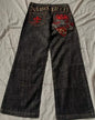 Vintage Low Waist Hip Hop Cherry Blossom Embroidered Jeans  Wide Leg Trousers Y2K Clothes Mens Womes Embroidered Baggy Jeans