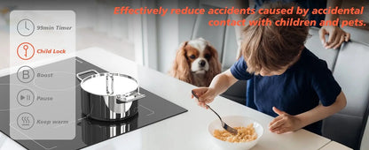 Karinear 4-Burner Induction Hob, 60cm Induction Hob Electric 3500W, Flex Zone, Plug-in Hob, 9 Power, Booster, Timer, 220V Plug