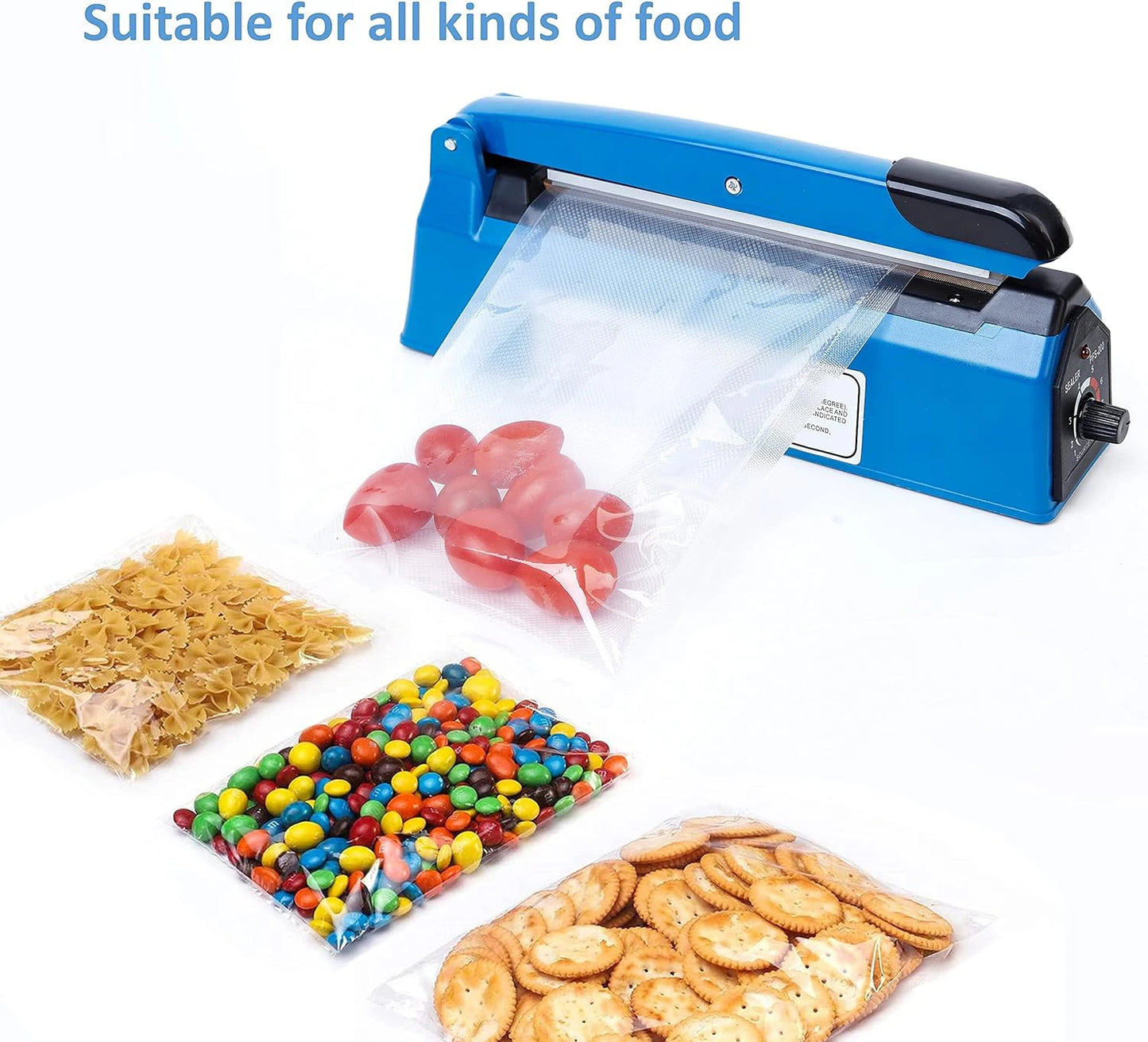 Impulse Bag Sealer Electric Food Heat Sealing Machine for 11 inch Plastic Bags Portable Household Kitchen Packaging Machine