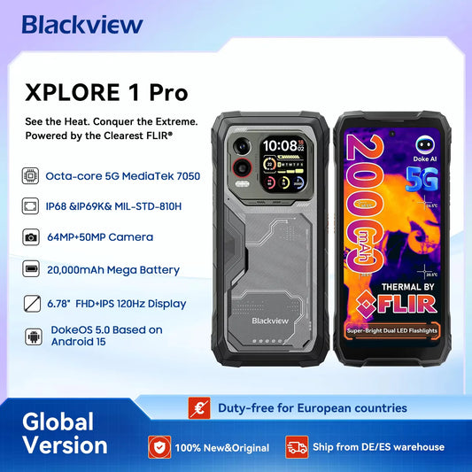 Blackview XPLORE 1 Pro 5G Thermal Imaging Rugged Phone with 6.78" 120Hz Main & 2.01" Secondary Display 20000mAh & 170LM Flashlight