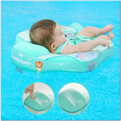 Mambobaby Animal Float Non-Inflatable Safe Solid Core Baby Swimming Buoy Water Trainer Infant Pool Floator Swim Ring with Canopy