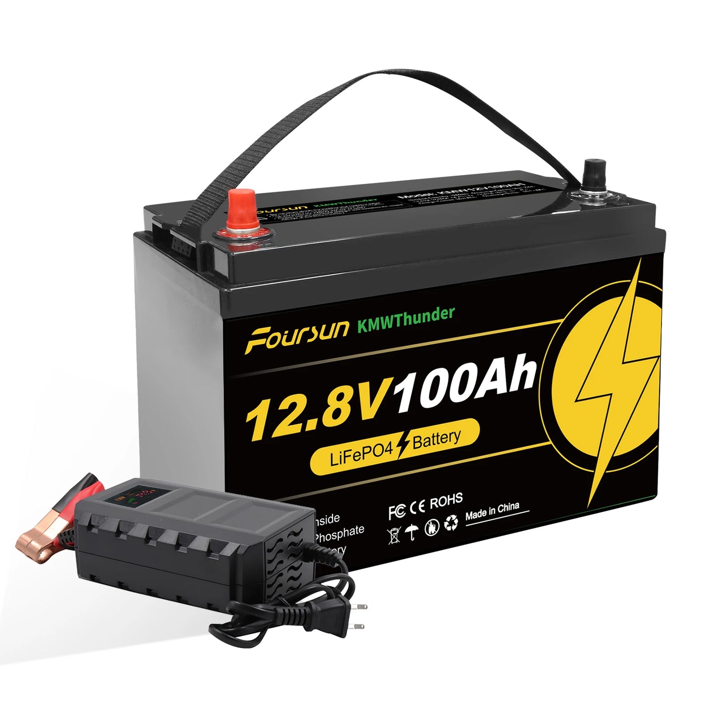Foursun 12V 100Ah/200Ah/300Ah LiFePO4 Battery with Low-Temp BMS Protection, 4500+ Cycles for Motorhome/Solar/Camping