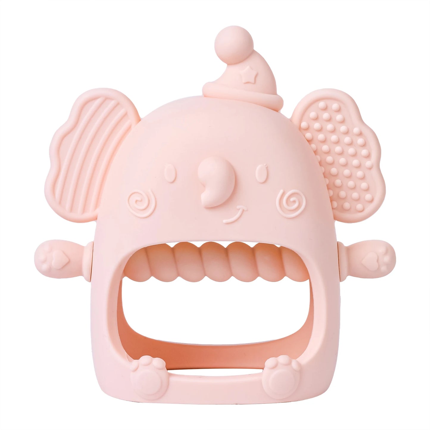 1pc Infant Silicone Teething Toy & Anti-drop Glove Set Elephant Shaped Soft Safe Nesting Toy For Early Educational