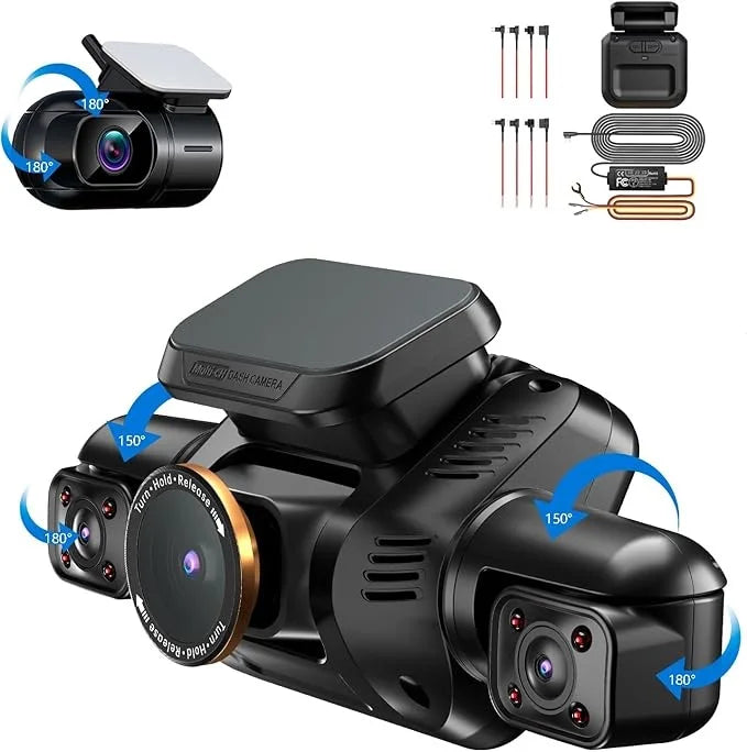 HUPEJOS V8Pro-4CH 360° 4K Dash Cam AI Driver Monitor System Built-in WiFi GPS,Night Vision,Voice Control,24H Parking Mode