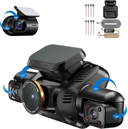 HUPEJOS V8Pro-4CH 360° 4K Dash Cam AI Driver Monitor System Built-in WiFi GPS,Night Vision,Voice Control,24H Parking Mode