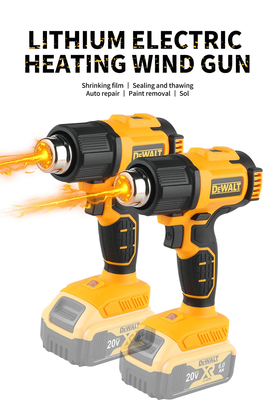 DEWALT 20V Temperatures Adjustable Hot Air Gun Cordless Heat Gun 550°C High Power Welding Thermal Blower Power Tools DCE530