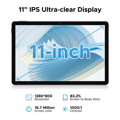 DOOGEE U11 Android 15 Tablet 11'' Ultra-clear 90Hz Display 4GB RAM 128GB ROM 8580mAh Battery Dual Speaker Supports Widevine L1