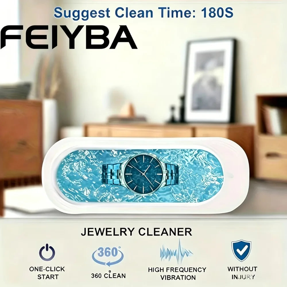 Ultrasonic Cleaner,Portable Sonic Cleaning Machine with Digital Timer,Household Cleaner for Eyeglasses,Jewelry,Rings,Dentures,Watches