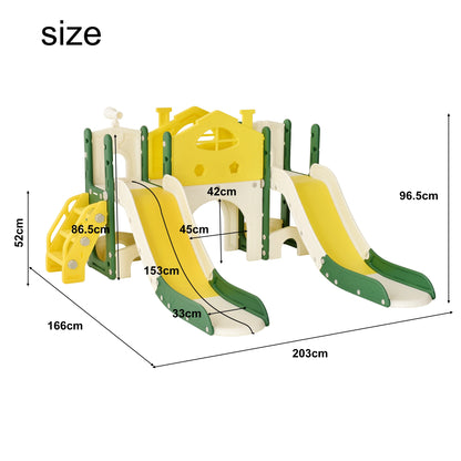 Children's Double-Slide Playground, Including Castle, Slides, Climbing Frames, Tunnels and Telescopes, Indoor Toddler Play Facilities