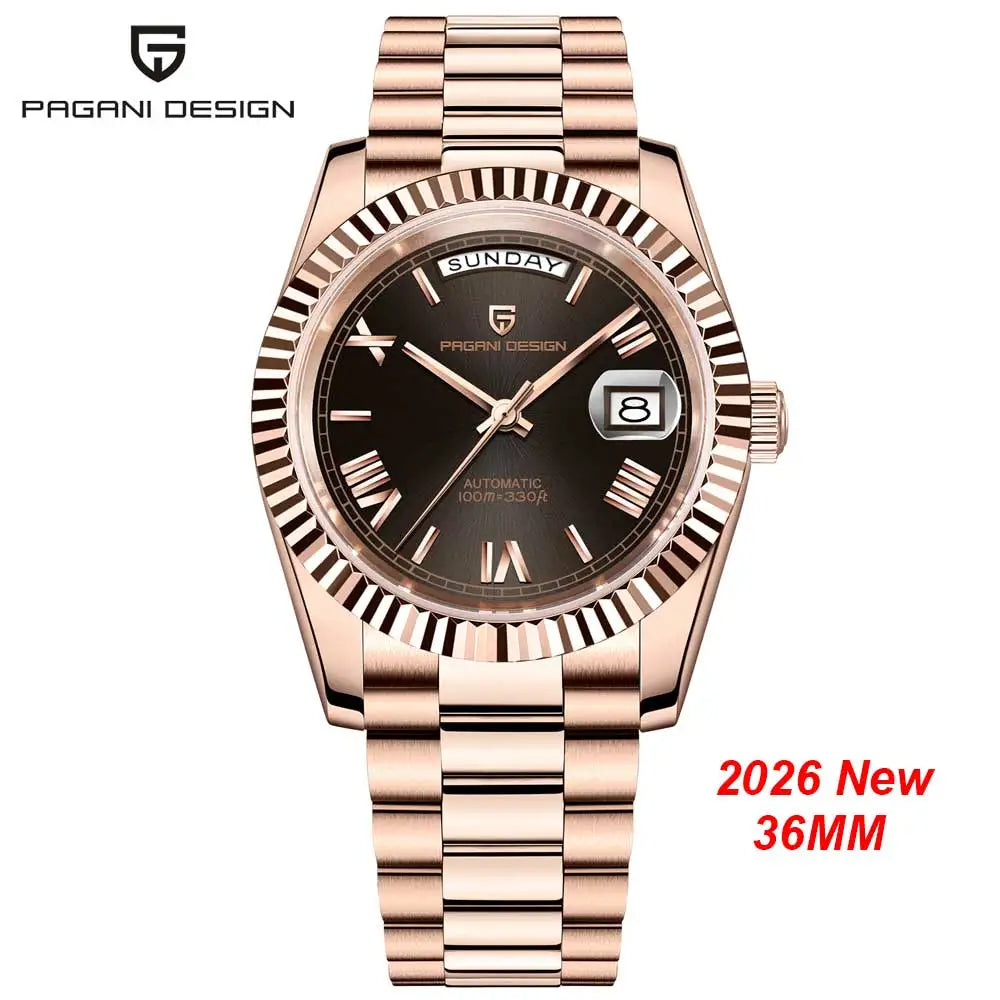 New PAGANI DESIGN 2026 watch, moon phase, luxury, gold, quartz, sport man, VK63, waterproof, sapphire glasses, anti-reflective, wristwatch, luminous ceramic glasses, stainless steel