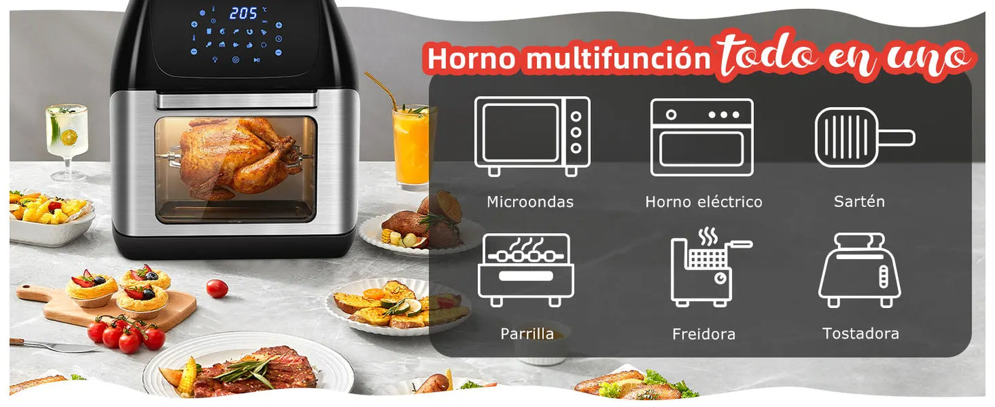 12L Air Fryer, Multifunction Air Oven, 6 Accessories, Dishwasher Safe, Led Touch Screen, Bpa Free, 1500W