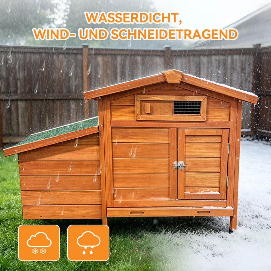 Chicken Coop on Stilts with Wooden Laying Nest Protects Chickens from Predators, Raised Nest, Easy to Clean