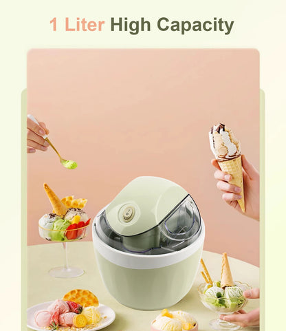 Soft Serve Ice Cream Machine Blender Automatic Snow Cone Milkshake Mixer Icecream Maker Sorbet Fruit Dessert Yogurt Freezer 1L