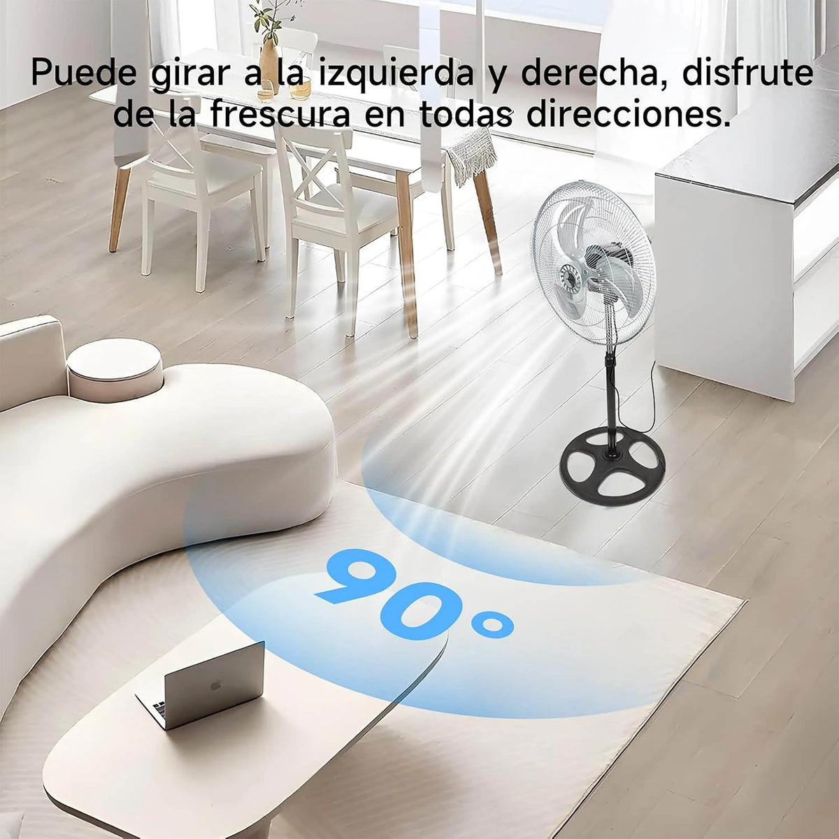 80W Silent Standing Fan with 3 Speeds and Oscillating Function, Diameter 45cm, Temperature Range 5 to 42 Degrees, Ce and Rohs Certified, Powerful and Efficient