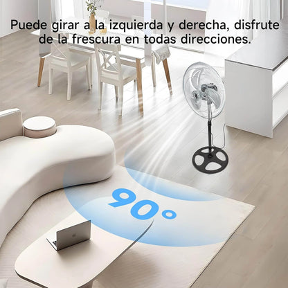 80W Silent Standing Fan with 3 Speeds and Oscillating Function, Diameter 45cm, Temperature Range 5 to 42 Degrees, Ce and Rohs Certified, Powerful and Efficient