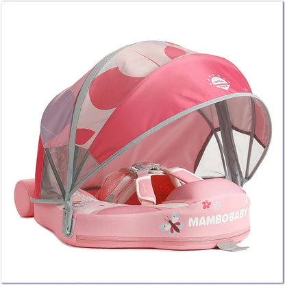Mambobaby Animal Float Non-Inflatable Safe Solid Core Baby Swimming Buoy Water Trainer Infant Pool Floator Swim Ring with Canopy
