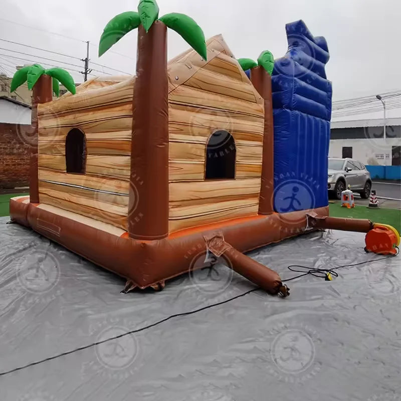 Commercial 17FT Large Inflatable  Pirate Jungle Bounce House With Slide Jumping Castle Bouncy House  For Kids  Outdoor Party