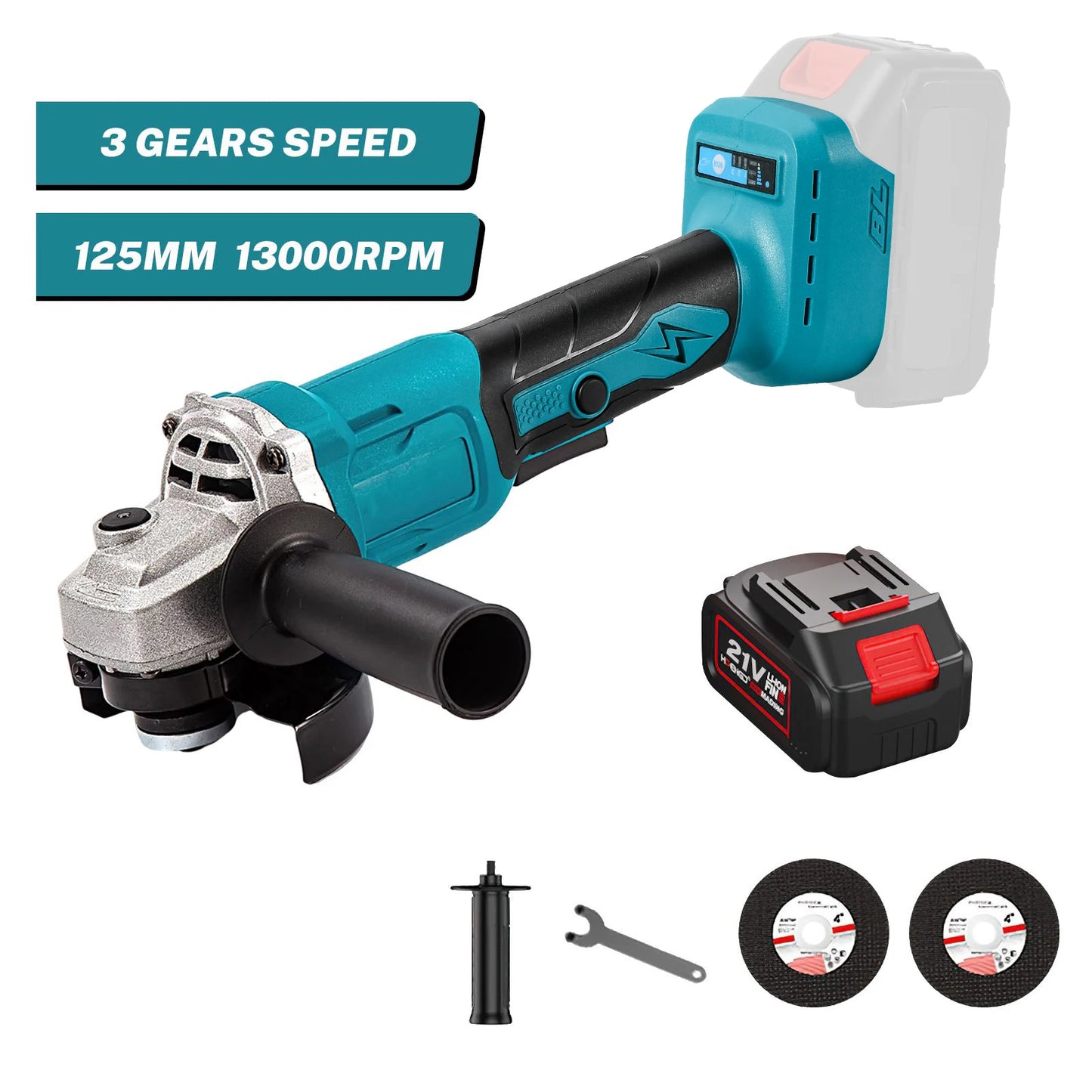 1000W 125MM Brushless Electric Angle Grinder 3 Speeds Grinder Cutting Machine Woodworking Power Tool For Makita 18V Battery