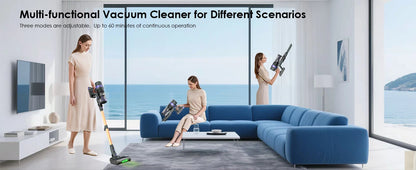 Cordless Vacuum Cleaner 70KPA/500W, Stick Vacuum Cleaner with LED Display, Anti-Tangle Brush, 1.3L Dust Cup, 3-Mode Suction, 5-Layer Filtration, for Pet Hair/Carpets/Hard Floors/Car