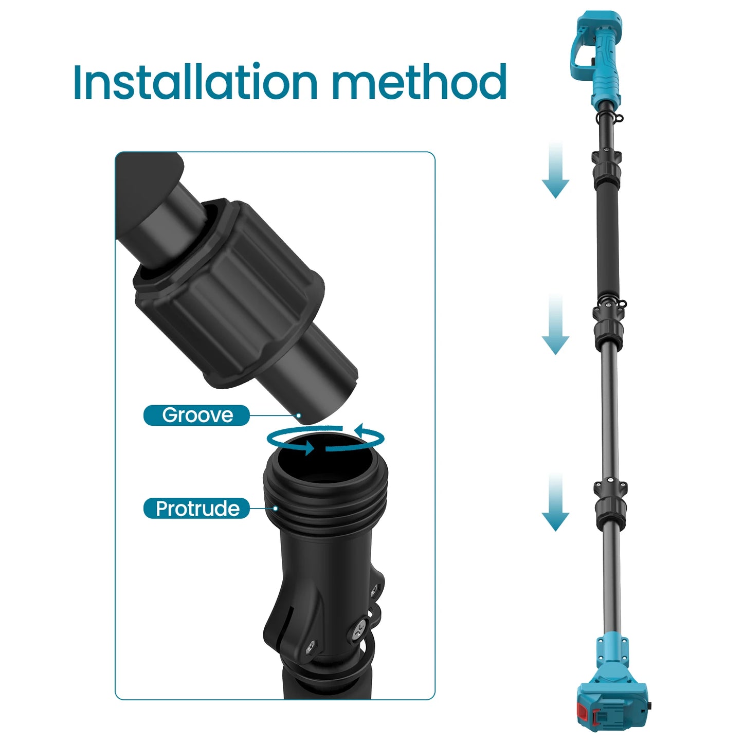 2M Plug In Type Extension Rod For Electric Pruning Shear & Chainsaw 180 ° Adjust High Branch Telescoping Rod For Makita 18V Batter
