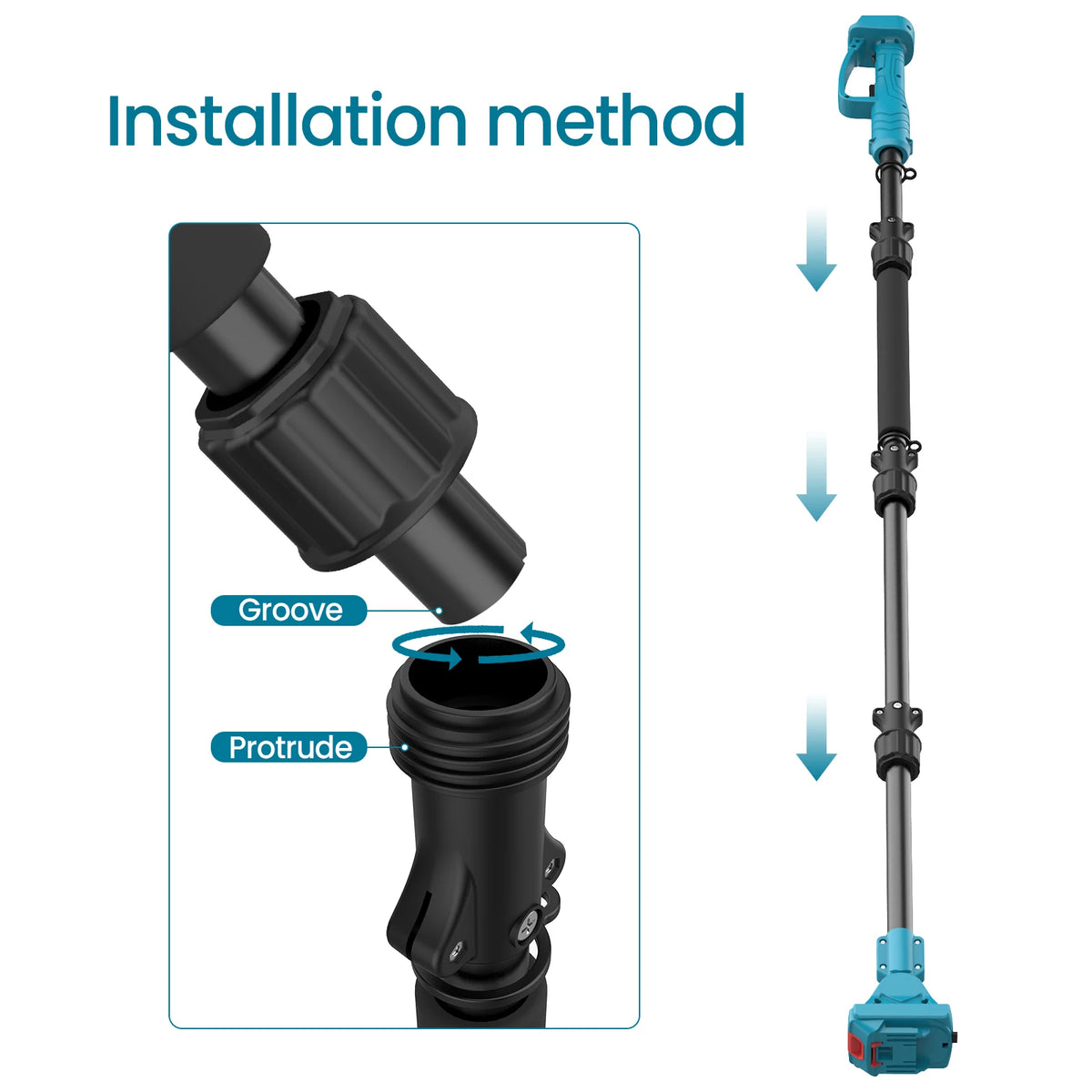 2M Plug In Type Extension Rod For Electric Pruning Shear & Chainsaw 180 ° Adjust High Branch Telescoping Rod For Makita 18V Batter