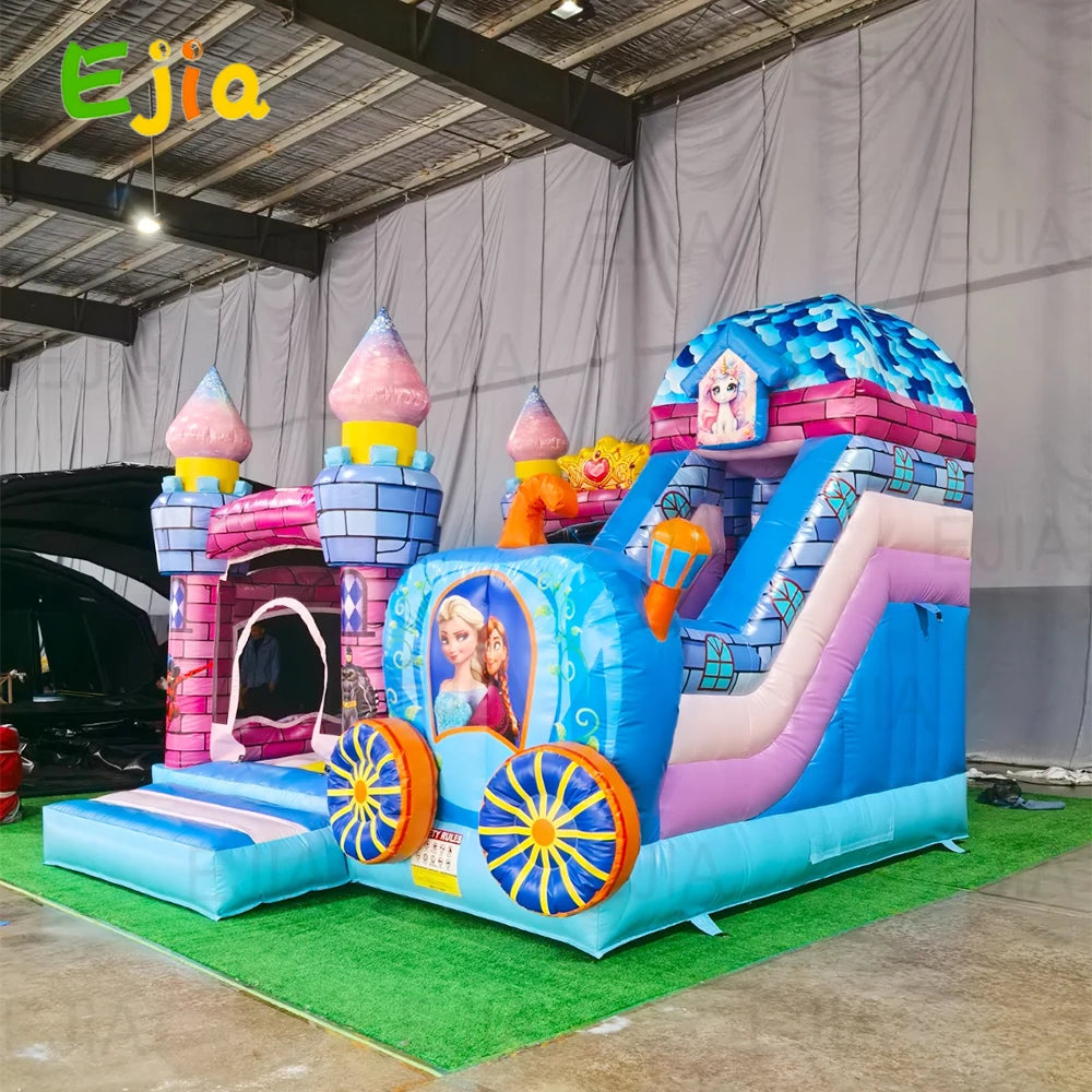 Commerical Colorful Princess Girls Theme  Inflatable Bounce House Trampoline Combo Jumping Castle Combo Slide House For Party