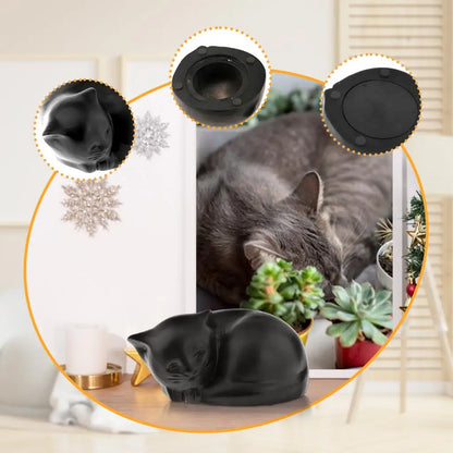 Wooden Cat Urn Pet Cremation Urn Organizer Sculpture for Ash Memorial Keepsake Box Memorial Pets Gift Supplies Storage Container