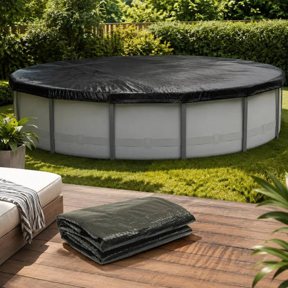 300CM Round Black PE Solar Pool Cover 110 Microns Bubble Heat Retaining Swimming Pool Cover Reduce Water Evaporation Outdoor Pool Thermal Blanket