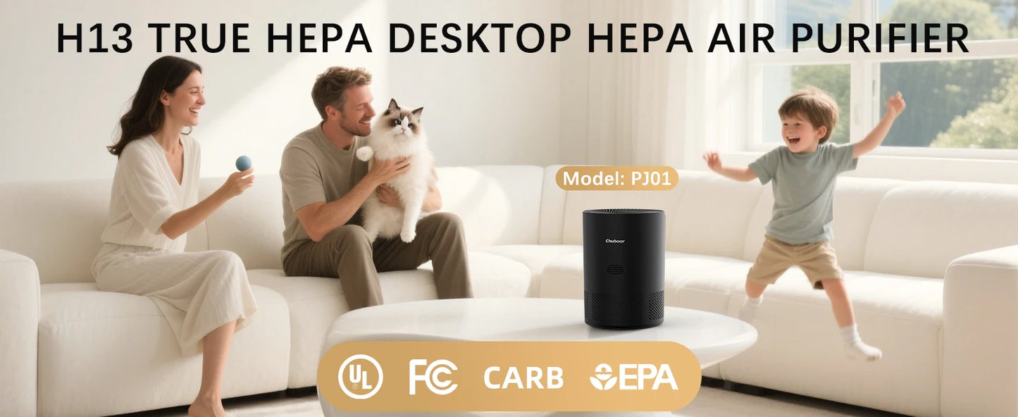 Chuboor Air Purifiers for Home H13 True HEPA for Bedroom Room Kitchen Washroom for Smoke and Dust Pollen Odors PM2.5 Detection 185m³/h CADR Supports Tuya App for 30-40 Square Meters of Clean Purifier Effectively Improve Air