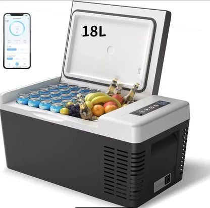 Car cooling box with compressor, 18/20/30.6/35/45/49.4L, with app, portable refrigerator 12V 24V 230V, camping refrigerator down to -20°C for cars and trucks