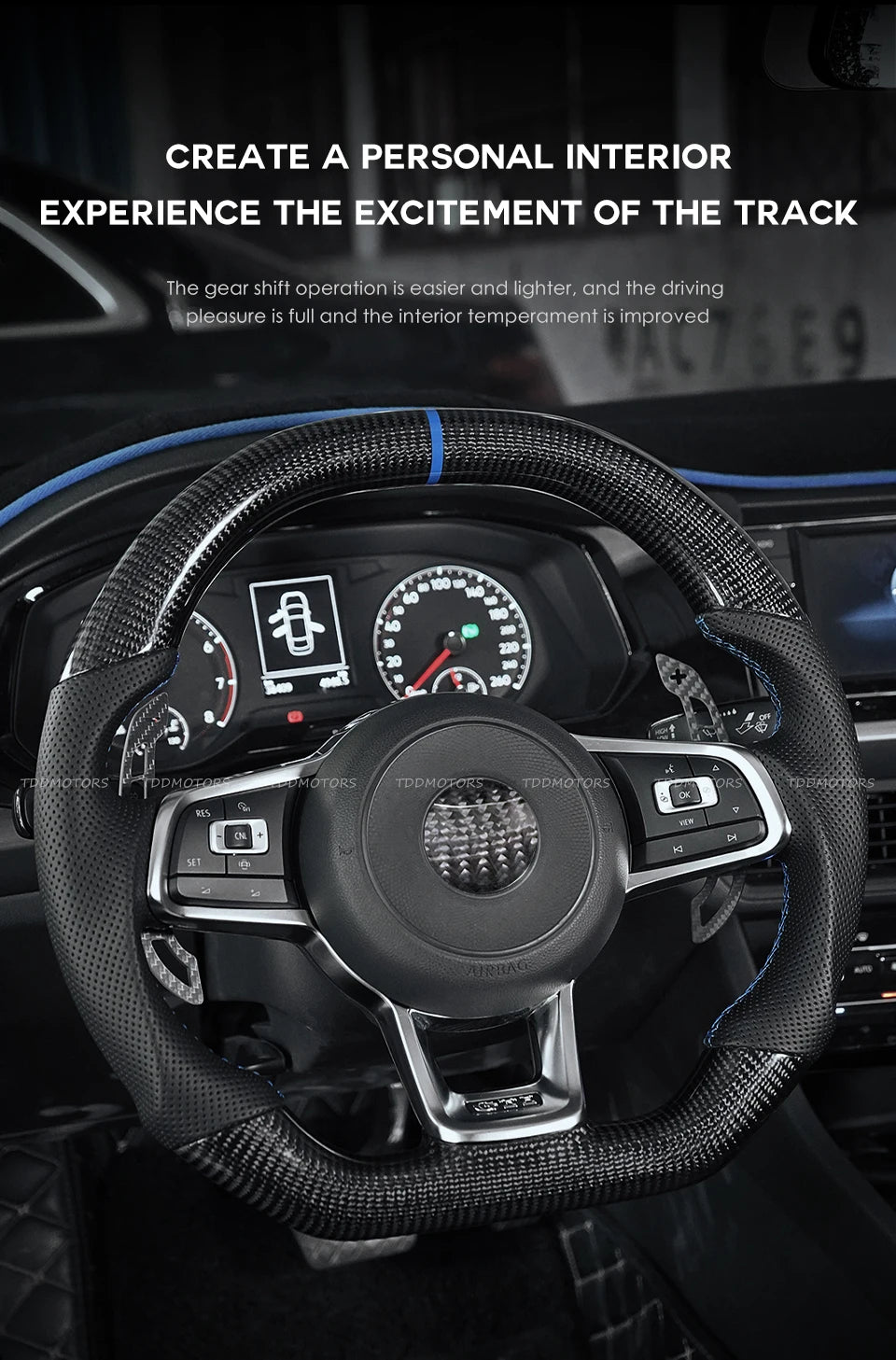 TDD Carbon Fiber Magnetic Paddle Shifters for Volkswagen GTI Golf 7 Golf R MK7/7.5 VW Scirocco Arteon Shift Paddle Extensions