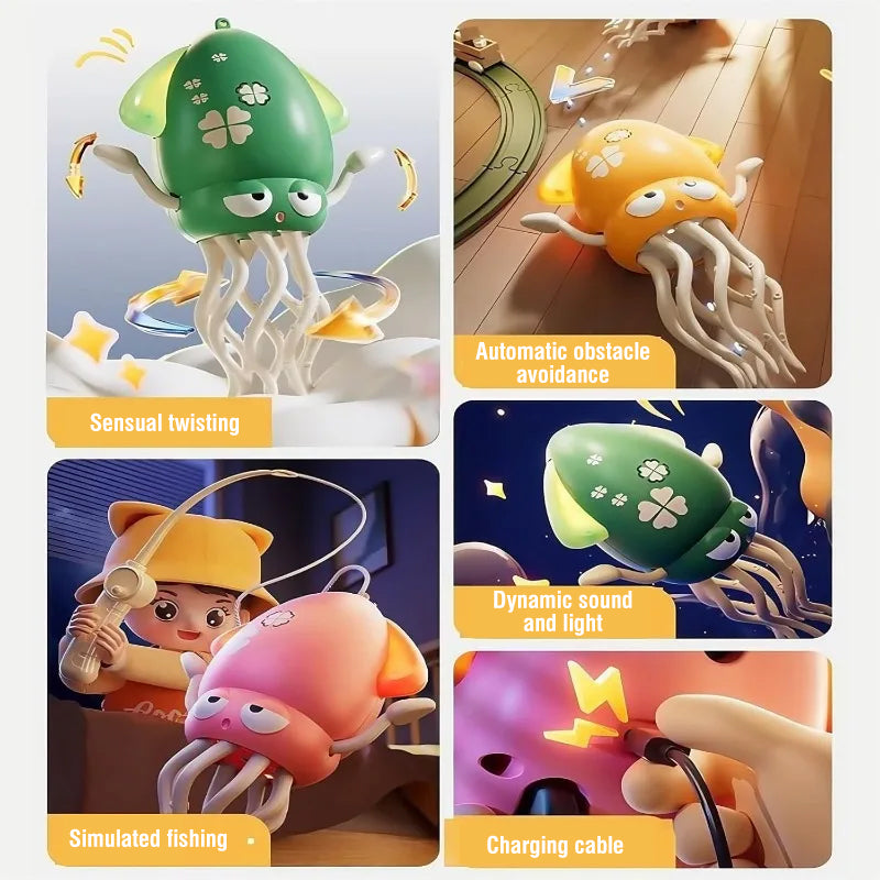 Dancing Squid Toy Pet Automatic Obstacle Avoidance Crawling Walking Electric Music Octopus with Light Music Toys Birthday Gifts